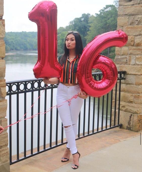 Image of Red Number 6 Balloon 40 Inch, 6th Birthday Party Decorations, Giant 6 Foil Balloon for Party Supplies