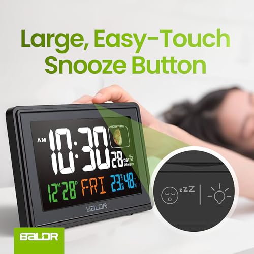 Baldr Digital Alarm Atomic Clock, 7'' Display with Adjustable Brightness - Image 3