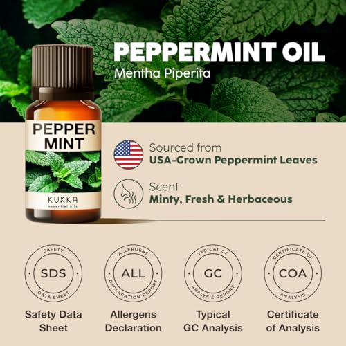 Image of 100% Pure Peppermint Oil - 0.34 Fl Oz Peppermint Essential Oil for Hair, Skin, Diffuser, Aromatherapy & DIY Soap Making Scent