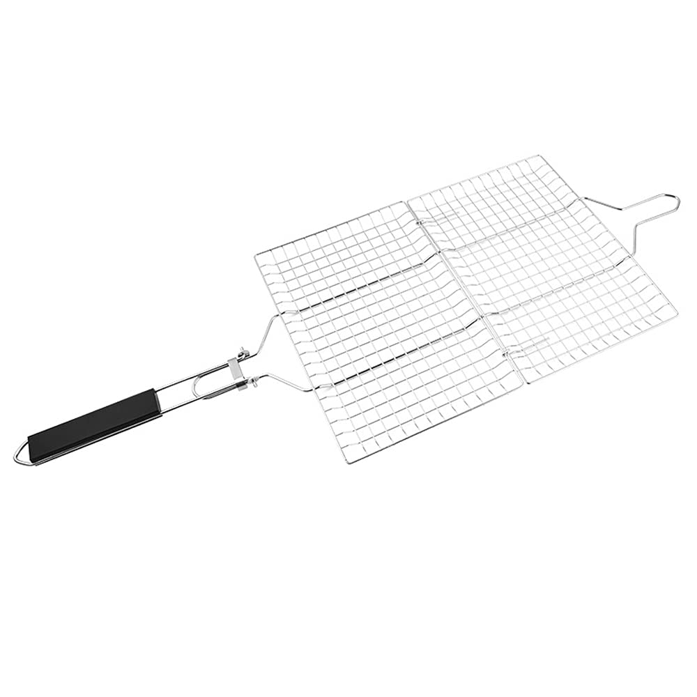 Cesta plegable portátil de acero inoxidable para barbacoa – Accesorio de malla para parrilla de pescado para barbacoa al aire libre, perfecto para acampar y experiencia de cocina en el portón trasero