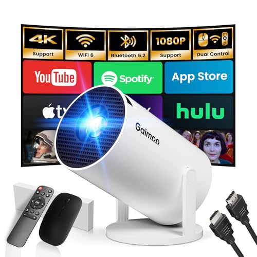 2026 Upgraded Mini Projector with WiFi and Bluetooth Built-in App 1080P FHD 4K Support Projector...