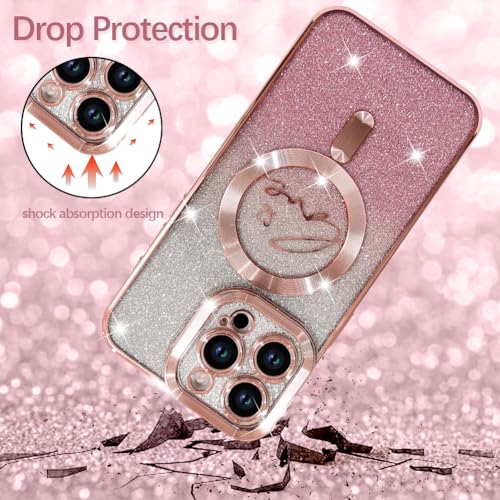 Image of ZIYE Magnetic Case Designed for iPhone 14 Pro Max Glitter Case-Pink