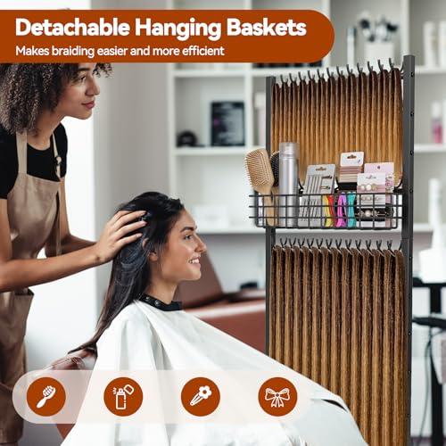 Braiding rack con ruedas y cesta para extensiones de cabello 6