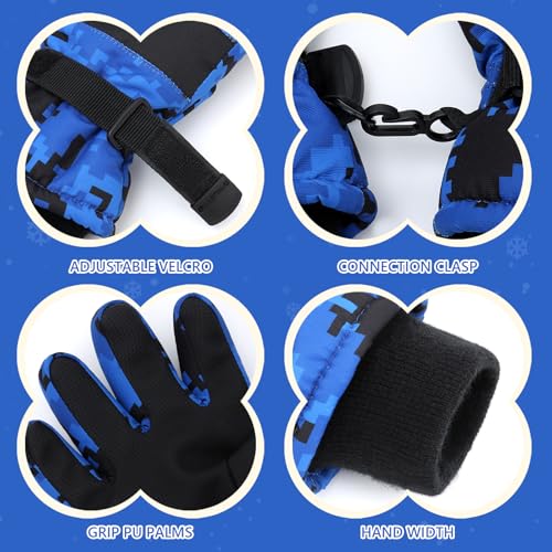 Duoyeree Kids Waterproof Ski Gloves Warm 5-Fingered Winter Accessories for Boys & Girls Aged 4-13.2