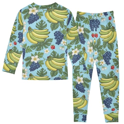 Pajama Sets Long Sleeve Fruits Flowers Pattern Soft Comfy Sleepwear 2 Piece PJS 3-8T3
