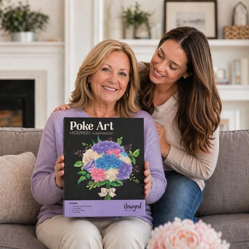 Image of Unwynd Poke Art Hydrangea Flower Bouquet Kit for Adults, Women and Teens