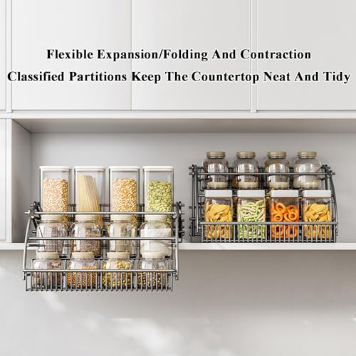 Organizador de estante extraíble de 3 niveles para almacenamiento de cocina 7