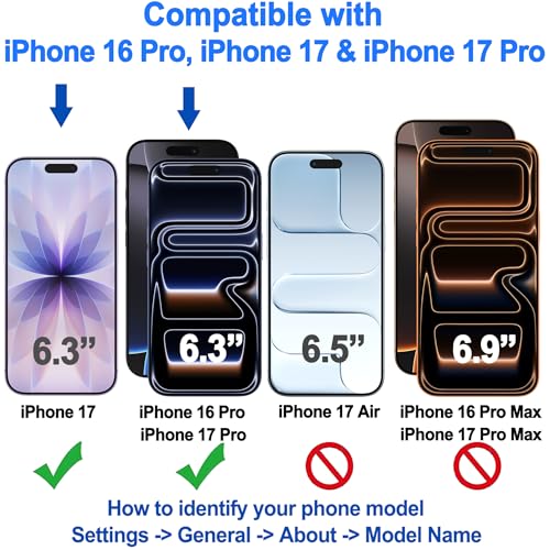 Image of 4youquality [3-Pack Screen Protector for iPhone 17 /17 Pro / 16 Pro (6.3-Inch), Tempered Glass Film, [LifetimeSupport][Impact-Protection][Anti-Shatter][Anti-Scratch]