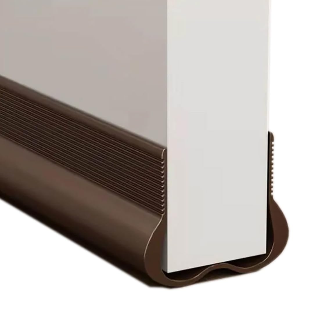 silicone door bottom sealing strip guard, brown under door draft stopper for dust, insects & noise reduction, slide-on door sweep, ac cooling saver, waterproof floor-friendly seal