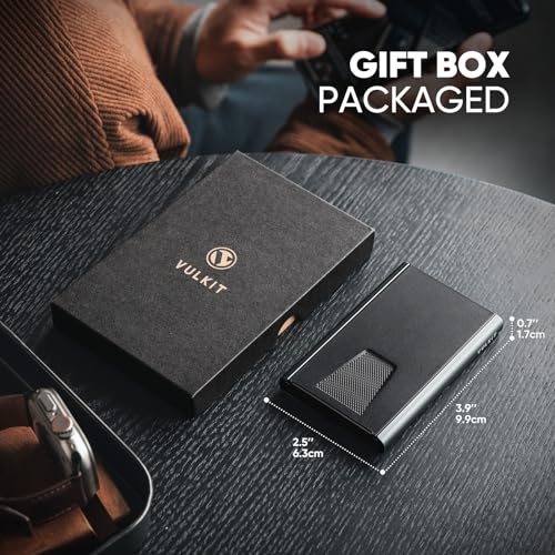 Image of VULKIT Credit Card Holder for Men, Aluminum POP UP RFID Blocking Card Case, Grey
