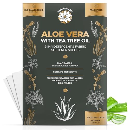 Natural Laundry Detergent & Fabric Softener Sheets | Up to 100 Loads Eco-Friendly|Fragrance-Free &...