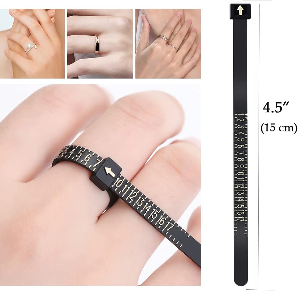 2 Pack US Ring Sizer Finger Measuring Gauge, Ring Sizer Gauge (1-17 USA Ring Sizer) Plastic Finger Sizing Measure Tool, Reusable Finger Sizer Measure Tool Jewelry Sizing Tools for Women, Men & Kids