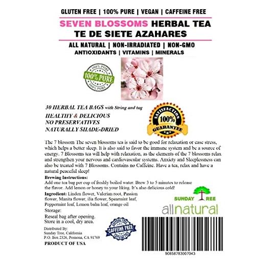 30 Tea Bags SEVEN BLOSSOMS HERBAL TEA - TE DE SIETE AZAHARES,Resealable Pouch