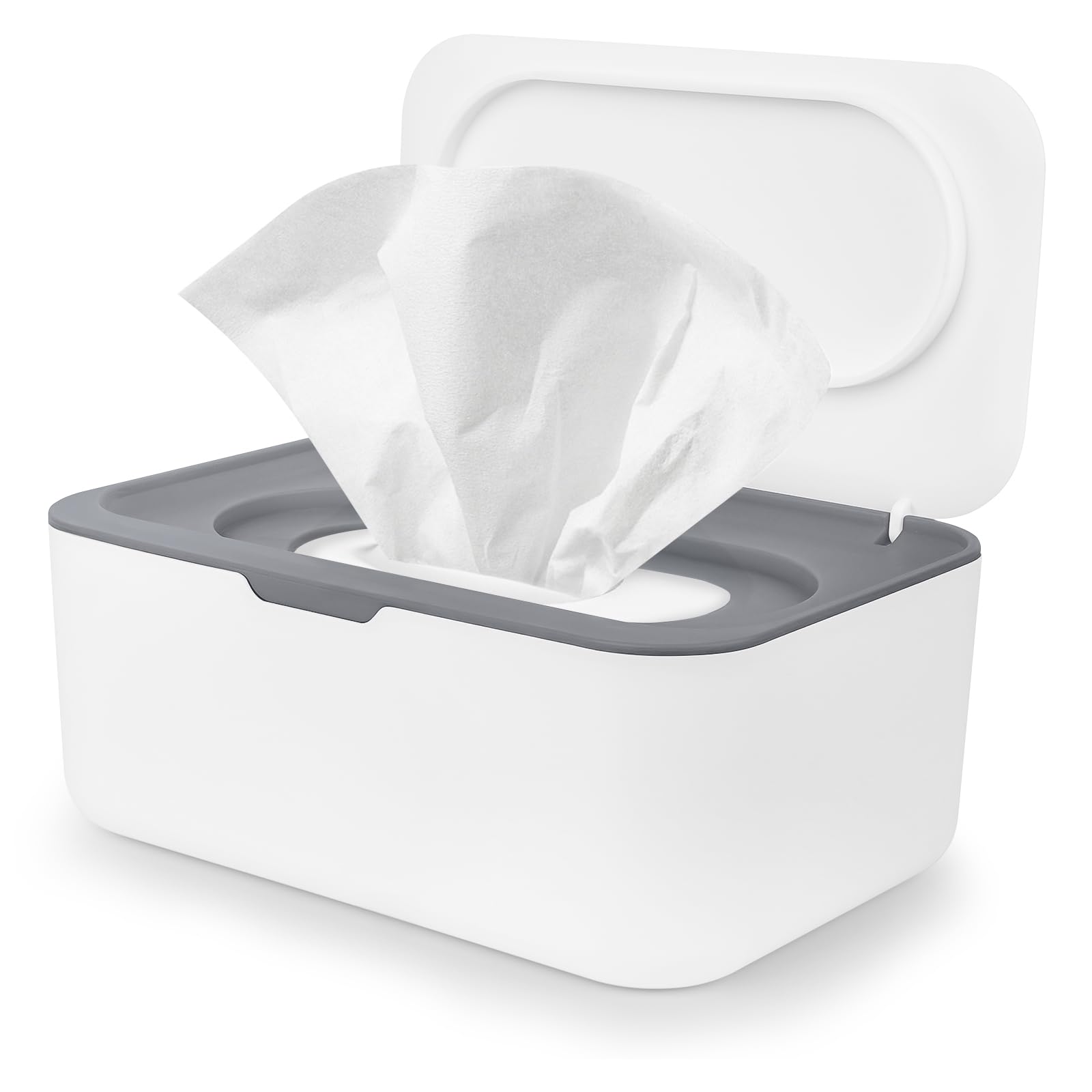 Vonsera Box für Feuchttücher, Feuchttücher Box mit Deckel, Nachfüllbare Feuchtes Toilettenpapier Box für Baby, Feuchttuchspender Baby für Zuhause und Büro (Off-White)