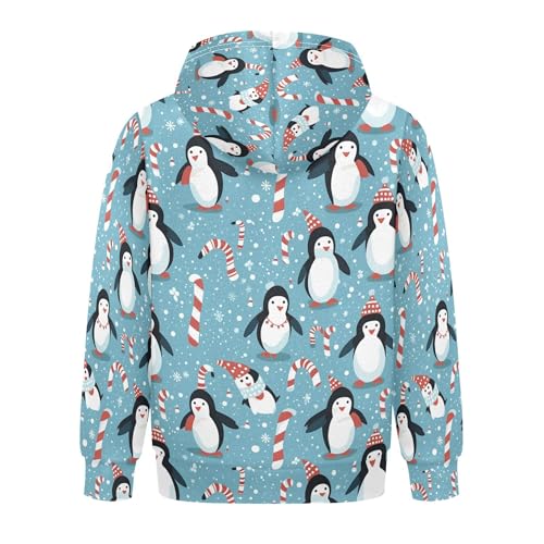 Kids Hoodies Sweaters Christmas Xmas Penguin Hooded Sweatshirts with Big Pockets for Boys Girls B04004322