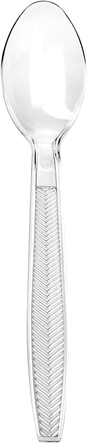 Signature Packaging Re-usable Plastic Cutlery, Heavy Duty Washable Utensils for Dessert Camping, Picnic & Tea Parties