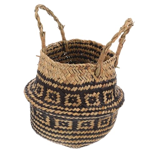 Gadpiparty Panier Tressé avec Poignées Grand Panier pour Plantes et Rangement Multifonction Corbeille Décorative pour Salon Style Chic avec Motif Chrysanthème S