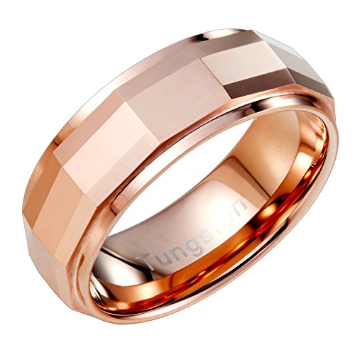 URBAN JEWELRY Stylish Solid Tungsten Matrix Bronze Metal Ring Wedding Engagement 8 mm Band for Men (12)