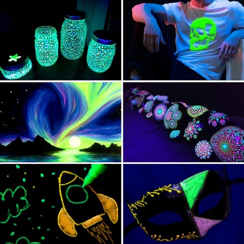 Homy Arty HGDP06 Fabric Paints, Glow In The Dark Paint -6 Colors X 30Ml Long-Lasting Luminous Glow Acrylic Paint thumb #5