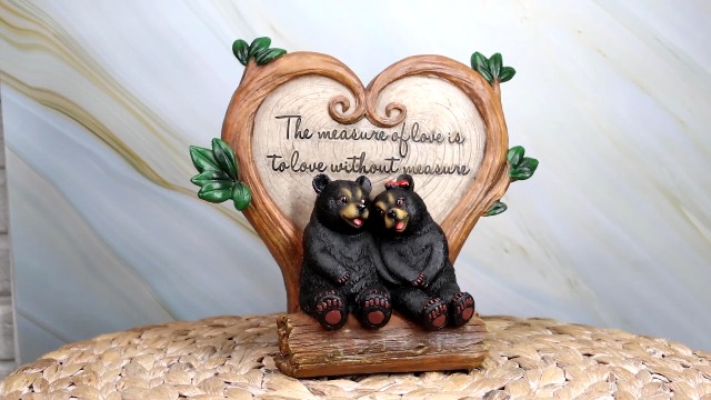 Amazon.com: Ebros Black Bear Couple Under Heart Shaped