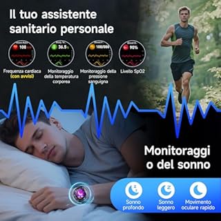 YUPENG 2026 Nuovo Smartwatch Uomo con ECG/HRV/𝐆li𝐜e𝐦ia/Acido Urico/Lipidi,1.43" AMOLED Orologio con 24H Chiamate, Pressione Sanguigna, Cardiofrequenzimetro, Sonno, SOS, Fitness Watch Android e iOS