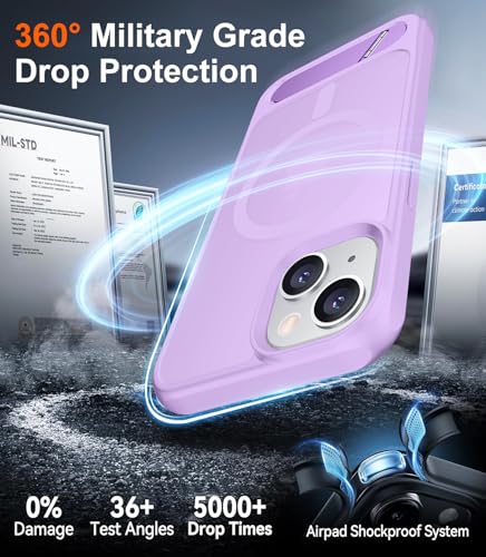 Image of Magnetic Compatible with iPhone 14 Case /iPhone 13 Case,[Built-in Invisible Kickstand][Compatible with MagSafe][Military Grade Shockproof] Slim Translucent Matte Phone Case for iPhone 14 /13 6.1 inch