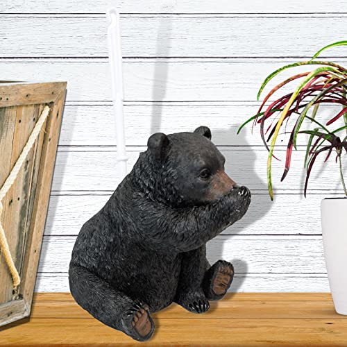 Image of BestGiftEver Funny Black Bear Toilet Brush Holder Set for Bathroom Decor - Novelty and Resin Animal Brush Holder, Unique Rustic Bear Bathroom Accessories for Wildlife Enthusiasts