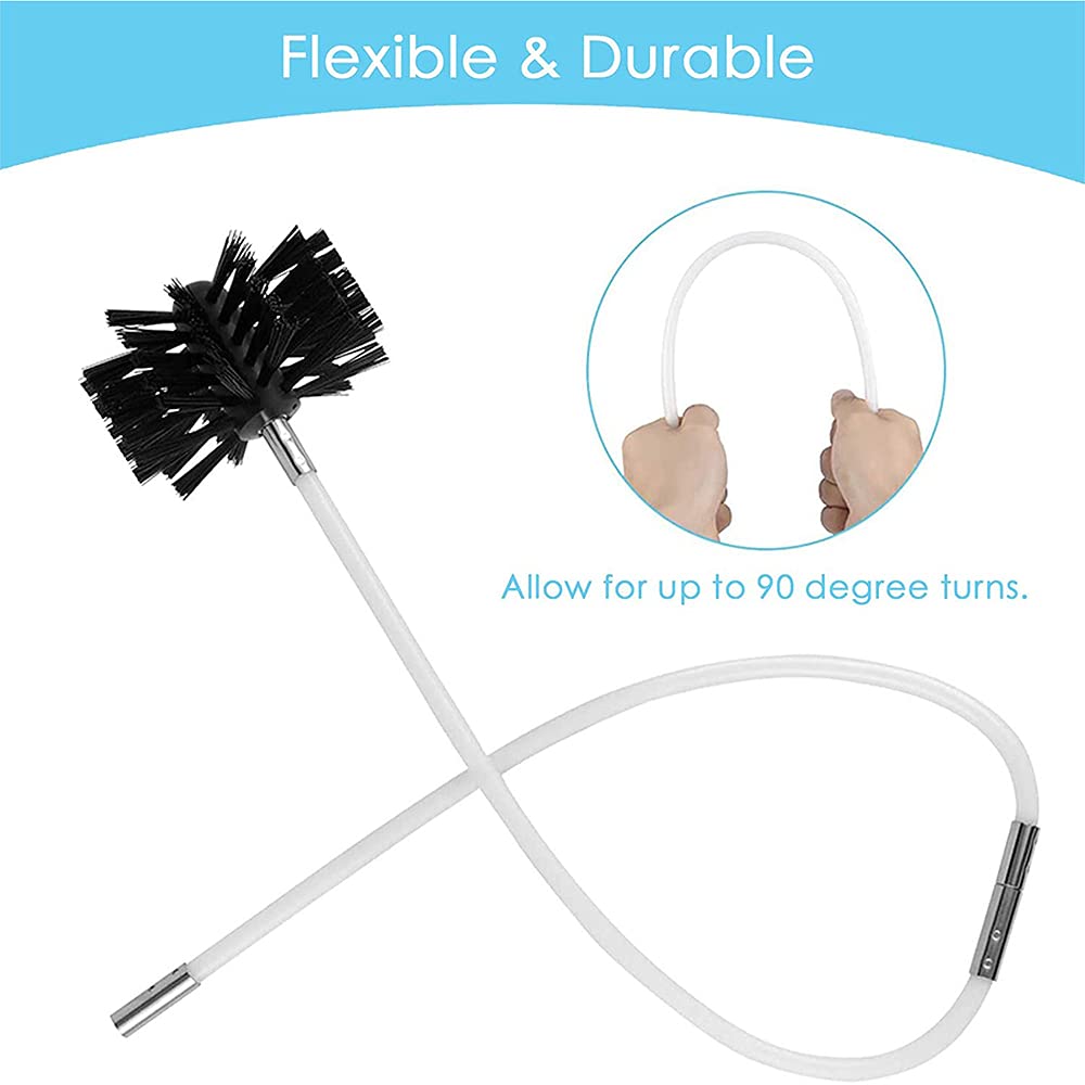 Kit de Herramientas de Limpieza para Secador de Chimenea, Cepillo Limpieza Chimenea, Juego Limpieza Ventilación Conducto con 12 Varillas 2 Cabezales Cepillo 1 Conector, Varillas Flexibles