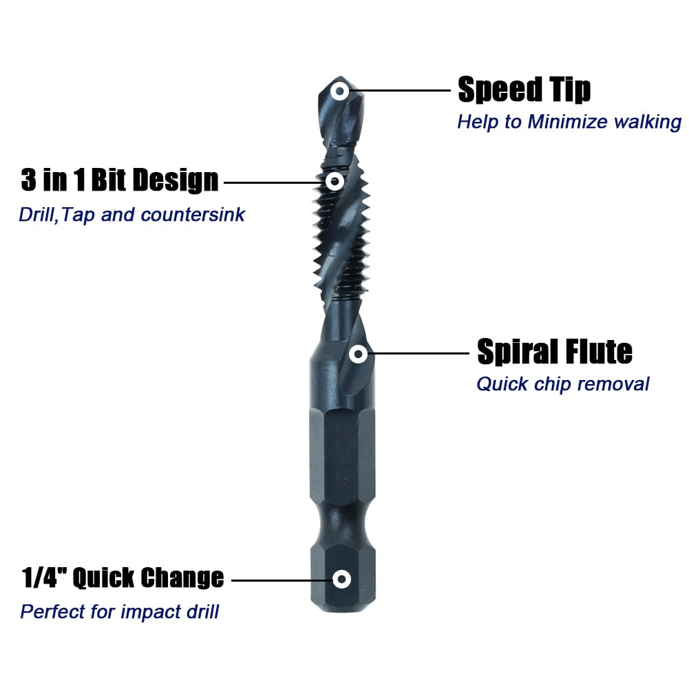 6-Piece Drill Tap Bit Set - Black Nitride Coated -3
