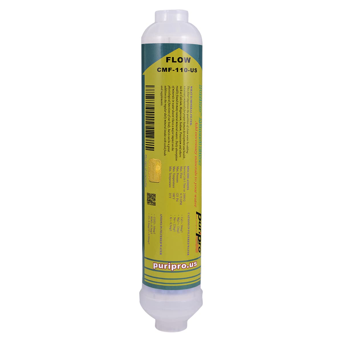 Puri pro 10-inch Universal Inline Mineral Water Filter Upgrade for Reverse Osmosis System-1/4 Thread