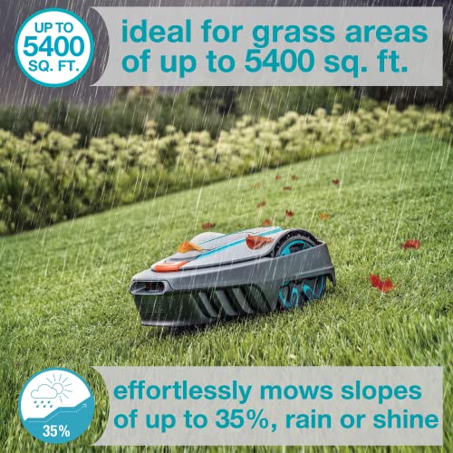 Image of GARDENA 15002-41 SILENO City - Automatic Robotic Lawn Mower, with Bluetooth app and Boundary Wire, one of The quietest in its Class, for lawns up to 5400 Sq Ft, Made in Europe, Grey