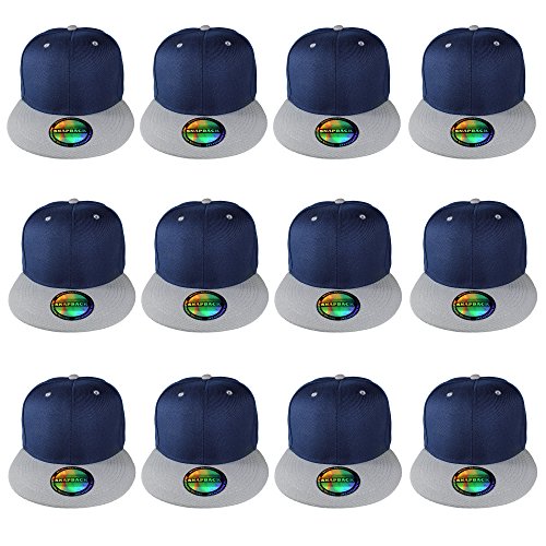 Image of Gelante Plain Blank Flat Brim Adjustable Snapback Baseball Caps Wholesale LOT 12 Pack