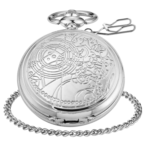 Image of Quartz Pocket Watch for Men, White Roman Digital Dial Pocket Watches for Men with Chain
