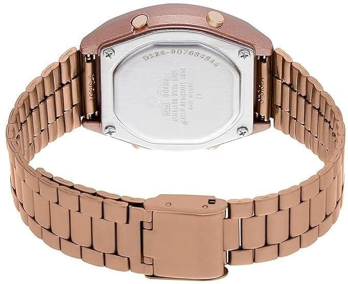 Image of Digital Watch with Rose Gold Dial and Metal Band, Water Resistant
