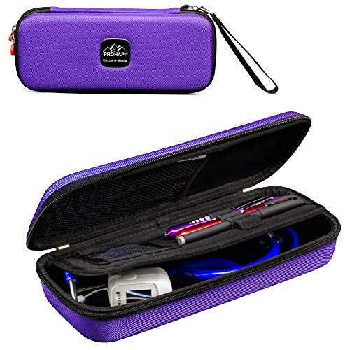 Image of PROHAPI Hard Stethoscope Case, Large Stethoscope Carrying Case with ID Slot, Compatible with 3M Littmann /ADC /Omron /MDF Stethoscope Includes Mesh Pocket for Nurse Accessories (Purple)