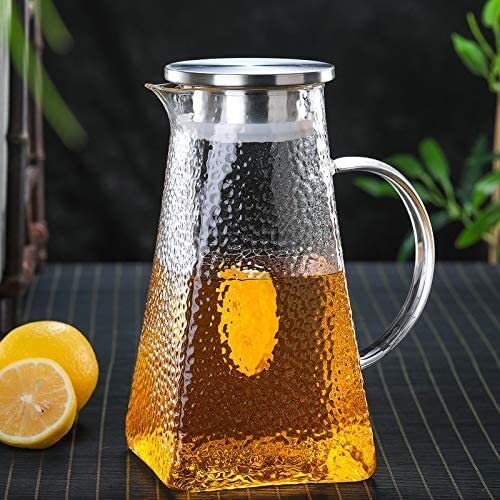 Hervidor de vidrio - 1 pieza Botella de agua Mango Hervidor de agua Tetera de vidrio con corcho Jarra de jugo de vidrio grueso Jarra de té for uso doméstico (lor: 27X14X14CM) lor: 1800ml) ( Color : Tr
