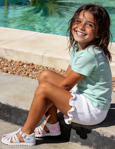 Image of QIY Toddler Girl Sandals Little Kids Summer Dress Shoes Open Toe Flats Princess Sandals for School Beach Party