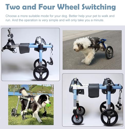 Silla de ruedas para perros discapacitados con estructura ligera y ajustable de 4 ruedas 3
