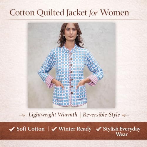 Image of Cotton Quilted Jacket for Winter | Warm Lightweight, Soft Quilted Reversible, Casual Jackets for Women | Stylish Cotton Outerwear | Breathable & Comfortable