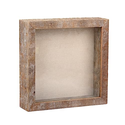 Image of Shadow Box Rustic Picture Frame 8x8 Natural Wood Display Case for Memorabilia, Awards, Medals, Photos - Barnwood
