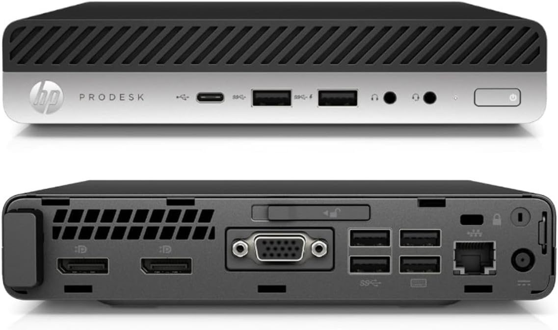 HP ProDesk 600 G3 Mini Desktop Computer PC, Intel Core i3-6100T, 16 GB RAM, 512 GB SSD, WiFi, Bluetooth, tastiera US, Windows 11 Pro (ricondizionato)