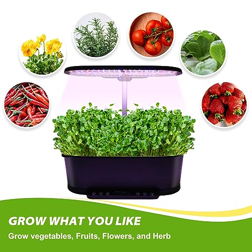 Image of EAGLE PEAK 15 Pods Hydroponics Growing System with WiFi, 5.5 L Water Tank, Smart Indoor Plants Germination Kit with LED Grow Light, Pump System, Adjustable Height for Home Kitchen Gardening, Black