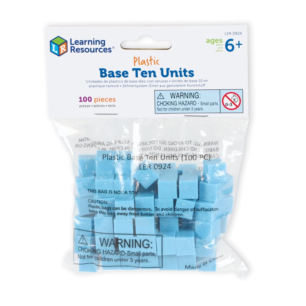 Learning Resources – Cubo Base10 In Plastica Scanalata – Blu – 10x10x10 Cm – Matematica Manipolativa