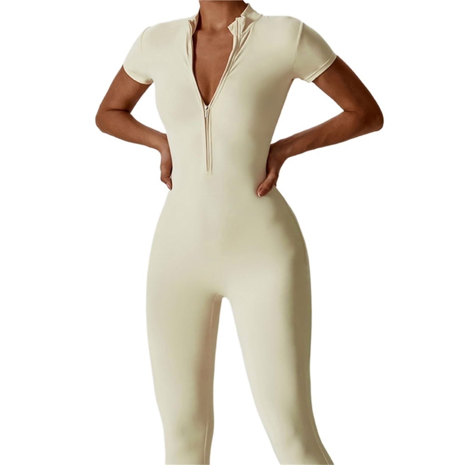 Conjunto de Yoga, monos for mujer, traje con cremallera manga corta for gimnasio, ropa entrenamiento aumento, Bodi deportivo, chándal