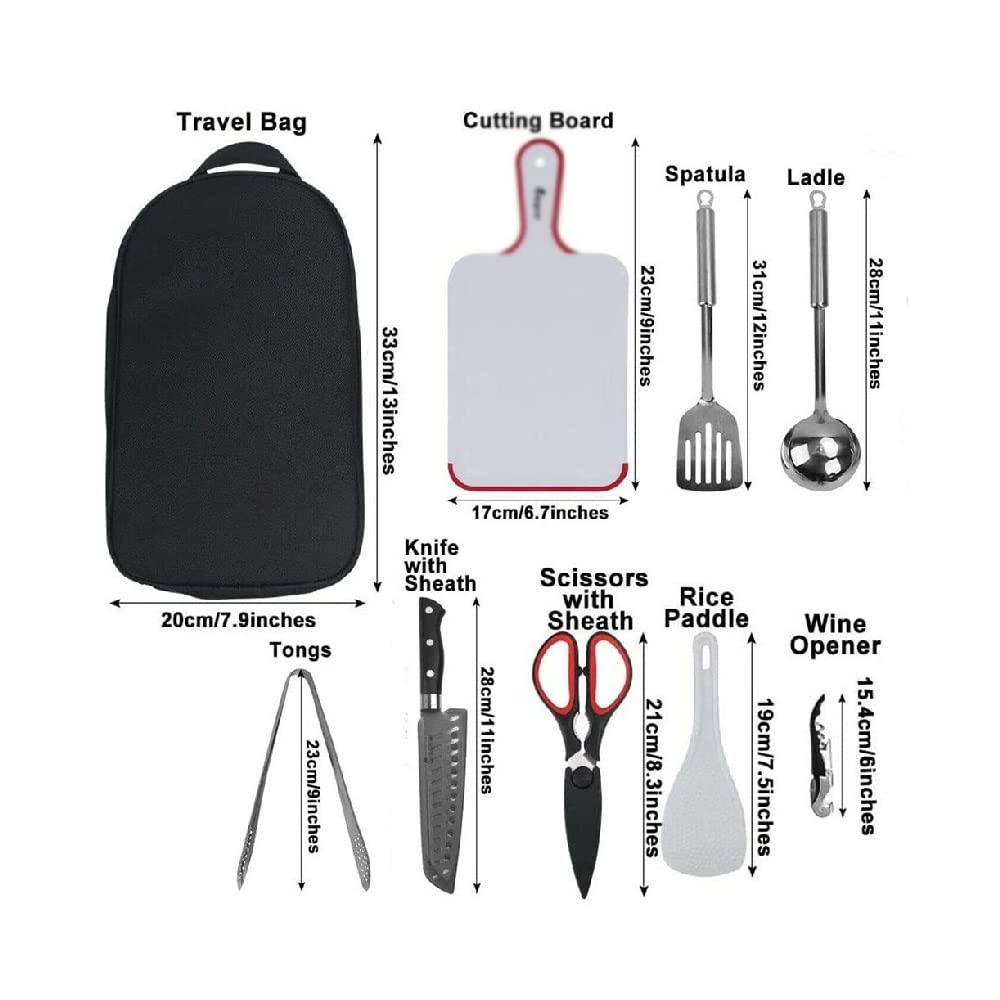 Confezione da 9 Strumenti per Barbecue Set per Barbecue Accessori per Barbecue Utensili Utensili per Cucinare da Campeggio all'aperto Set Utensili per Barbecue