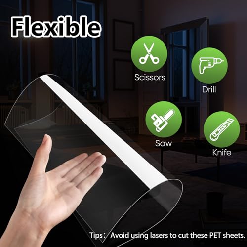 EasBriight 10-Pack of 12×12"×0.02" PET/Plexiglass Sheets, Transparent Flexible Plastic Sheet Panels, for Painting, Crafts, Signs, Picture Frames, Arts, DIY Display Project - Image 5