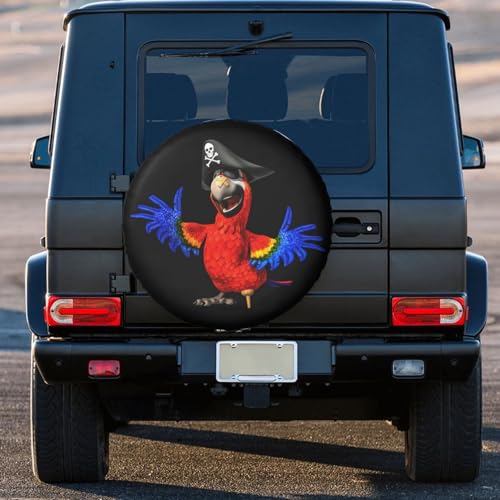 Image of Parrot Pirate Spare Tire Cover Waterproof Sun Protection Fit for Trailers, Rv, SUV, Off-Road Vehicle, Camper, and Trucks Wheel Cover 15 Inches