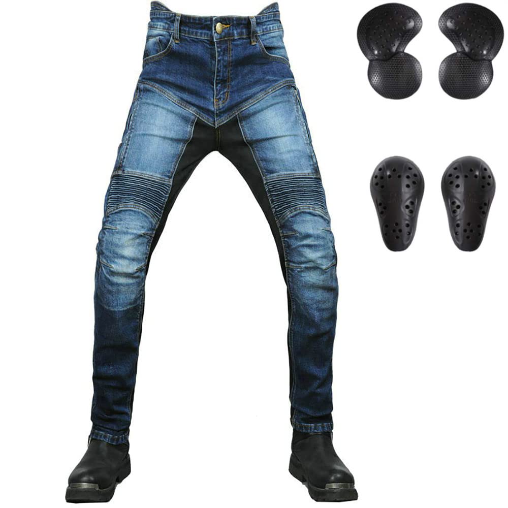 LOMENG Summer Motorcycle Riding Pants for Mens with Armor Motocross Biker Mesh Jeans