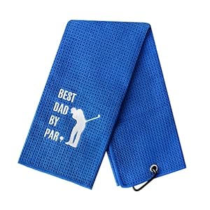 Fathers Day Golf Gifts for Dad from Daughters Wife Son Kids,Funny Dad Gifts,First for New dad,Birthday Gifts for Dad Stepdad,Best Dad by Par Golf Towel-Blue