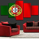 DASHUAIGE Leinwandbilder Wandkunst Modularer Rahmen 5 Stück Flagge von Portugal Bilder HD-Drucke Poster Home Dekoratives Wohnzimmer